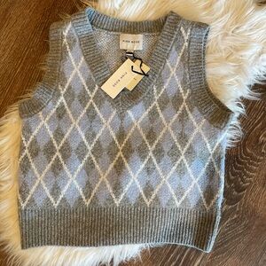 New Pink Rose Preppy Little Argyle Sweater Vest ~ L ~